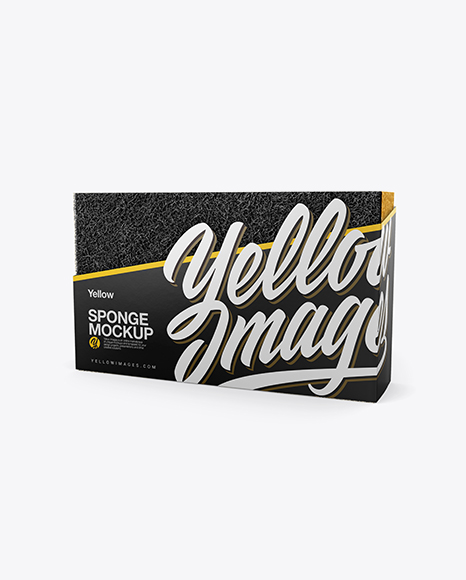 Sponge Mockup - Half Side View - Sponge+Mockup+Half+Side+View+In+Packaging+Mockups+On+Yellow