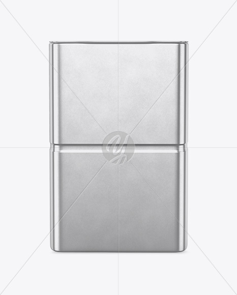 Textured Metallic Tin Box Mockup - Front View