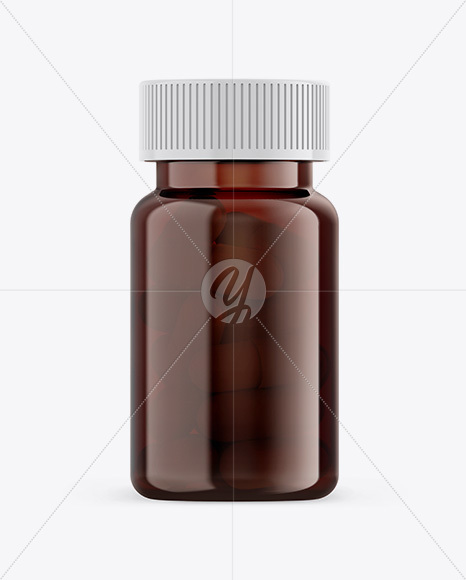 Amber Pills Bottle Mockup - Front View