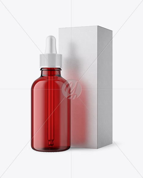 50ml Red Glass Dropper Bottle W/ Kraft Box Mockup - Free Download