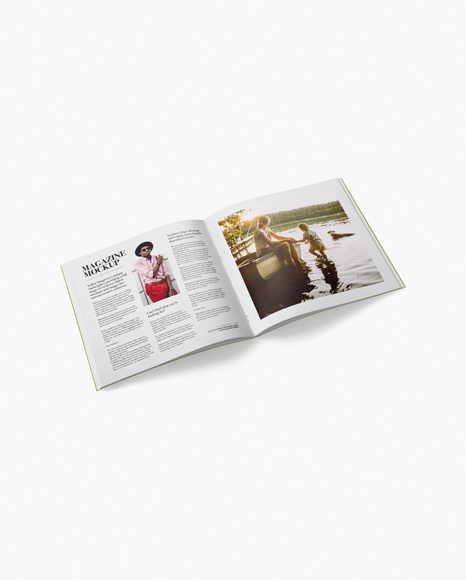 Opened Magazine Mockup - Half Side View - Magazine page mockup