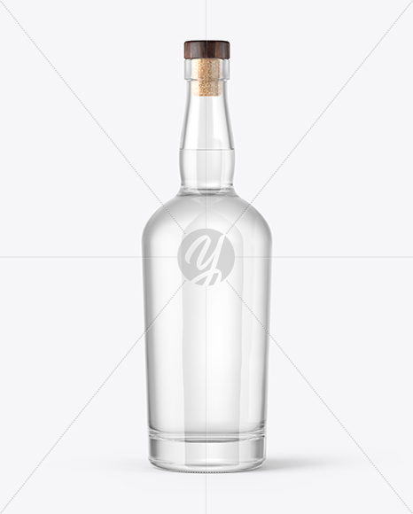 Vodka Bottle with Wooden Cap Mockup