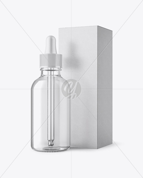 50ml Clear Glass Dropper Bottle W/ Kraft Box Mockup