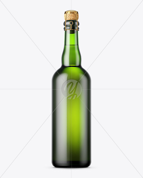 Green Beer Bottle With Cork Mockup