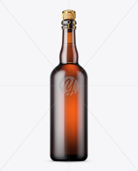 Amber Beer Bottle With Cork Mockup