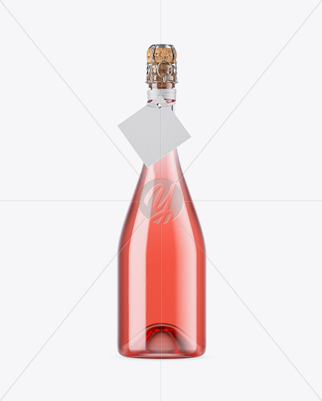 Clear Bottle With Pink Wine Mockup