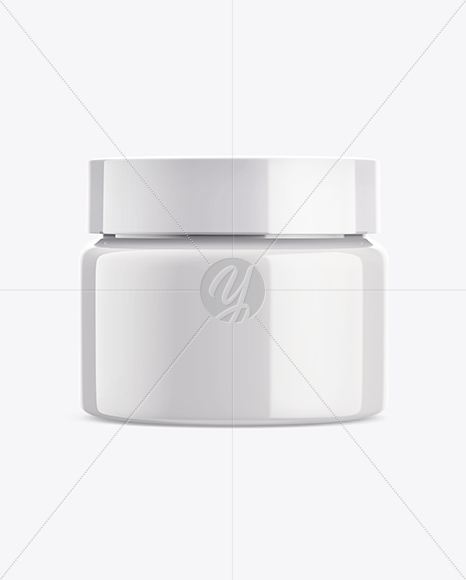 Glossy Cosmetic Jar Mockup - Front View