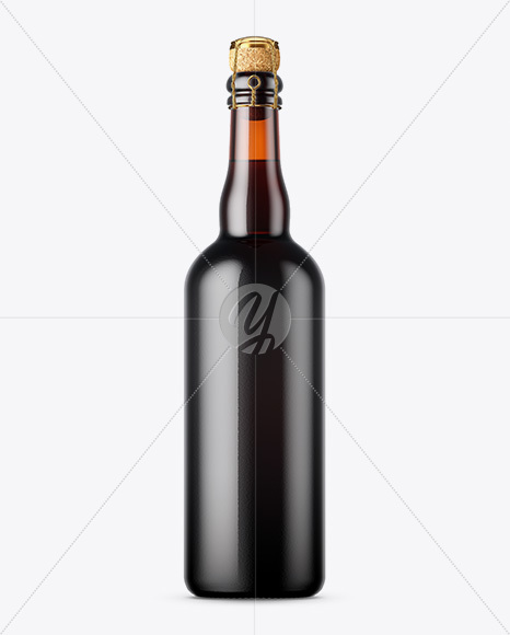 Dark Amber Beer Bottle With Cork Mockup