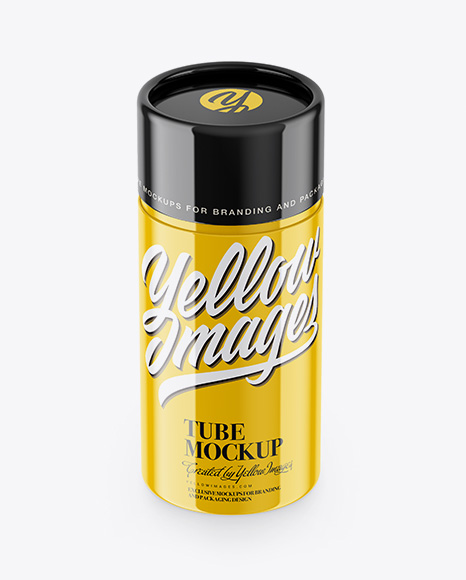 Glossy Tube Mockup - High-Angle Shot - Snacks packaging mockup