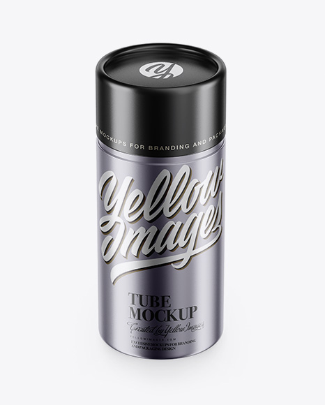 Metallic Tube Mockup - High-Angle Shot - Snacks packaging mockup