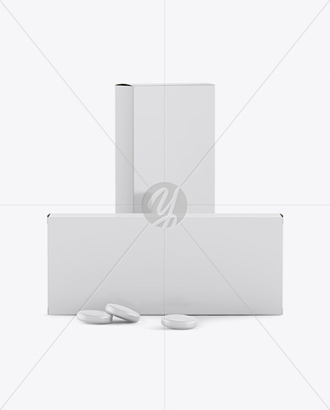 Two Paper Boxes With Tablets Mockup - Half Side View