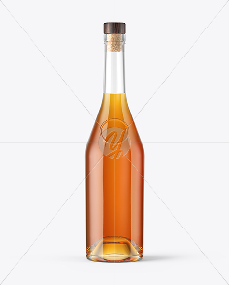 Cognac Bottle with Wooden Cap Mockup