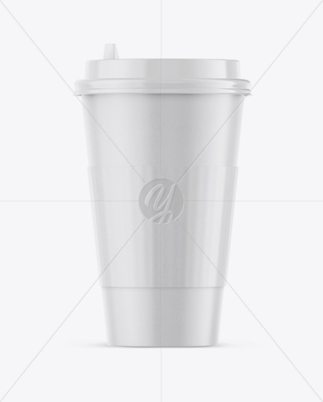 Coffee Cup With Sleeve Mockup - Front View