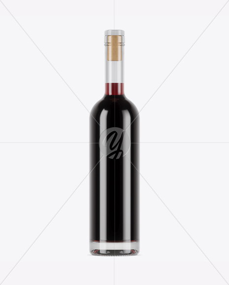 Clear Glass Red Wine Bottle Mockup