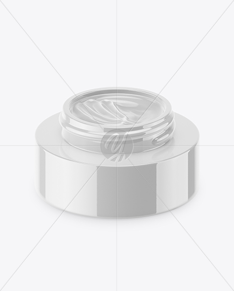 50ml Opened Glossy Cream Jar Mockup (High-Angle Shot)