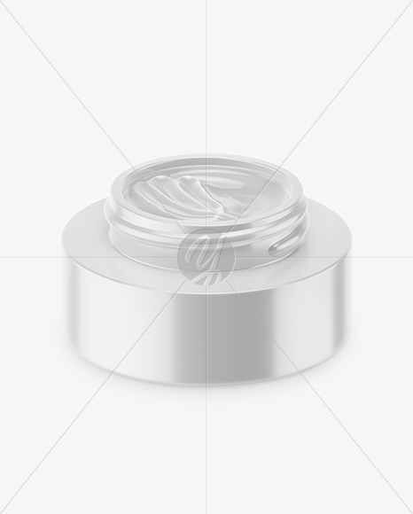 50ml Opened Matte Cream Jar Mockup (High-Angle Shot)