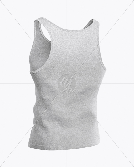 Melange Tank Top Mockup - Back Half Side View