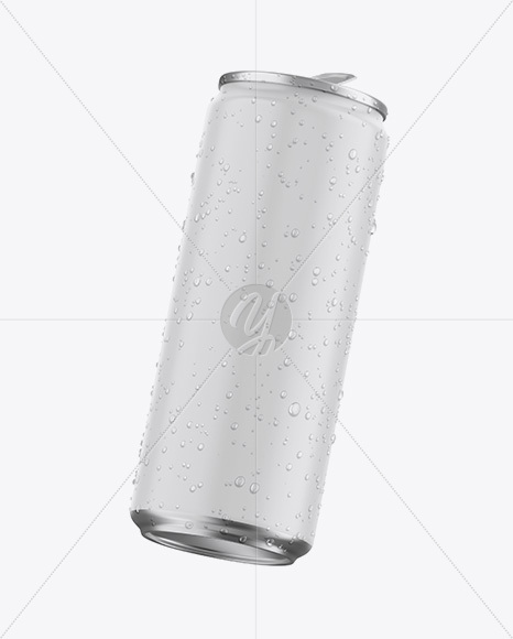 Matte Aluminium Can With Condensation Mockup