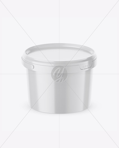 Glossy Plastic Bucket Mockup - Half Side View (High-Angle Shot)