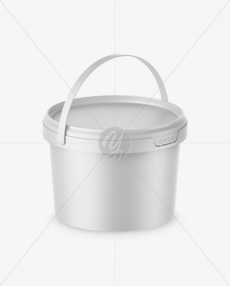 Matte Plastic Bucket Mockup - Half Side View (High-Angle Shot)