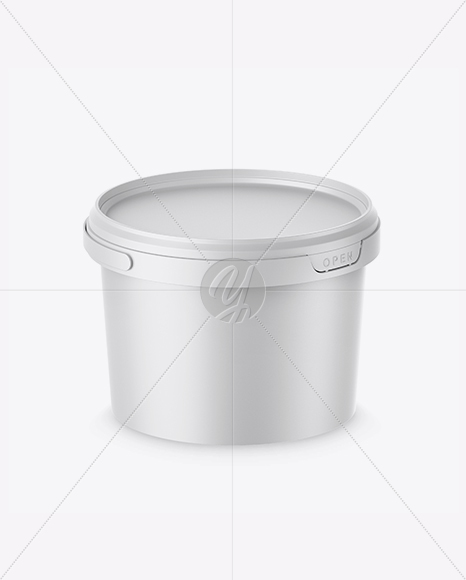 Matte Plastic Bucket Mockup - Half Side View (High-Angle Shot)