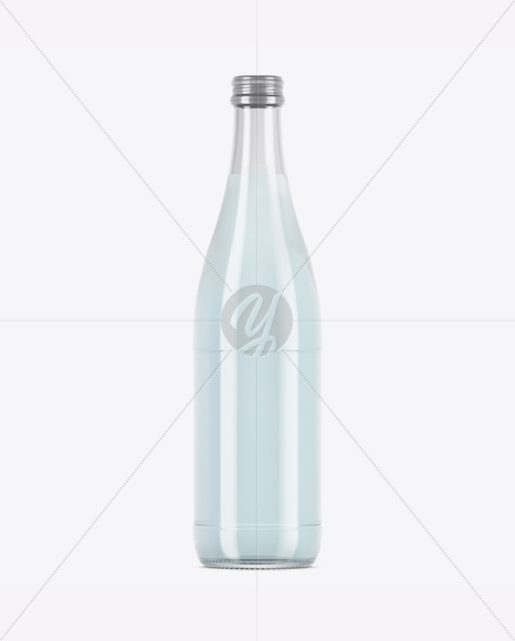 Clear Glass Blue Drink Bottle Mockup