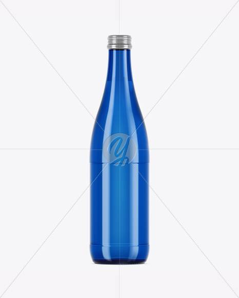 Blue Glass Water Bottle Mockup