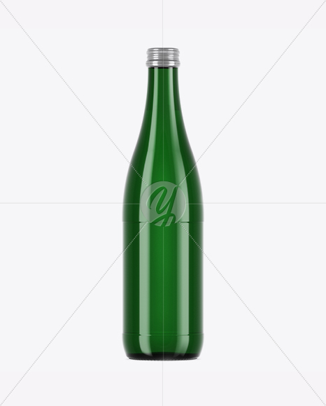 Green Glass Water Bottle Mockup