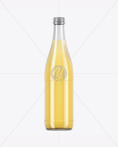 Clear Glass Yellow Drink Bottle Mockup