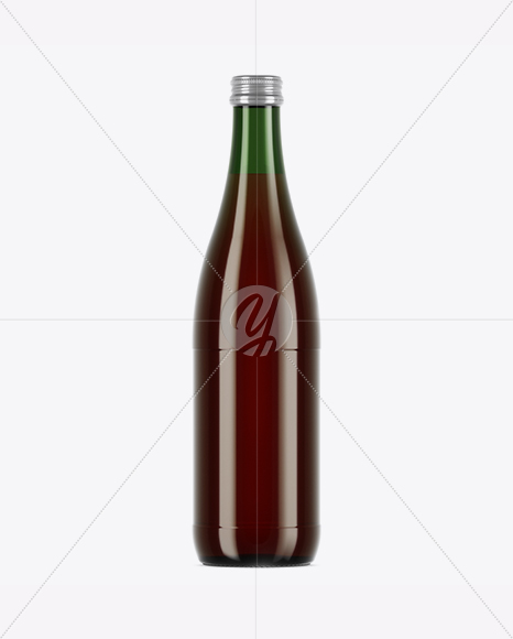 Green Glass Bottle With Red Drink Mockup