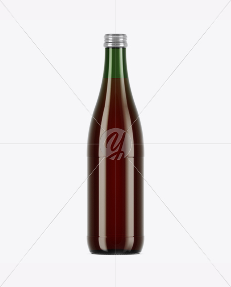 Green Glass Bottle With Red Drink Mockup