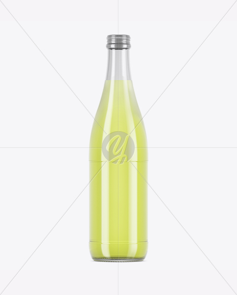 Clear Glass Bottle With Lime Drink Mockup