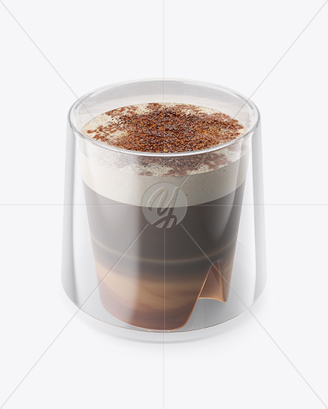 Cappuccino Coffee Cup with Cinnamon Mockup - High-Angle Shot & Top View