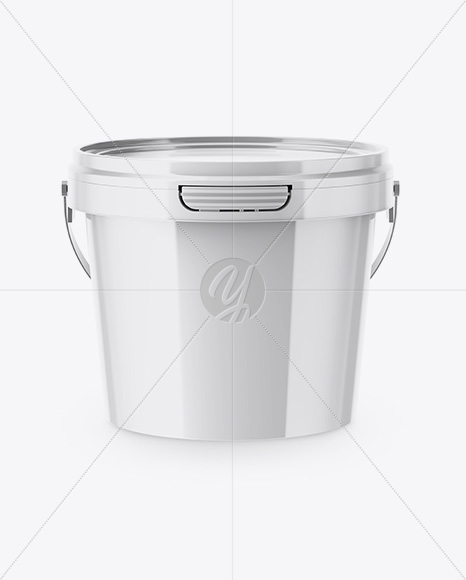 Glossy Plastic Bucket Mockup - High-Angle Shot