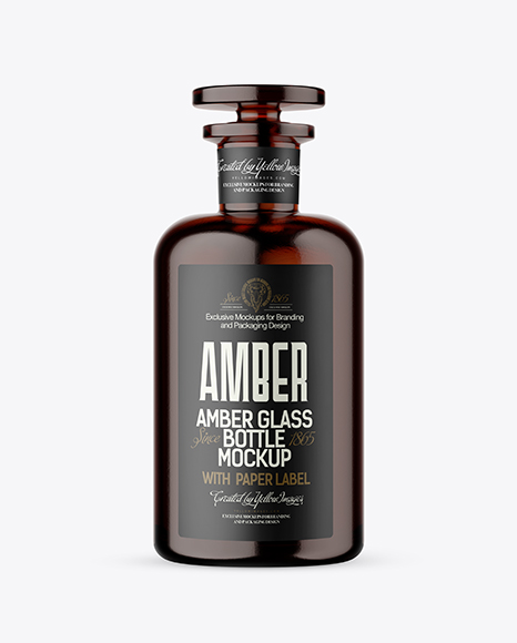 Amber Glass Bottle Mockup