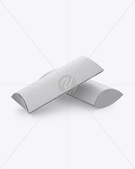 Two Kraft Pillow Boxes Mockup - Half Side View