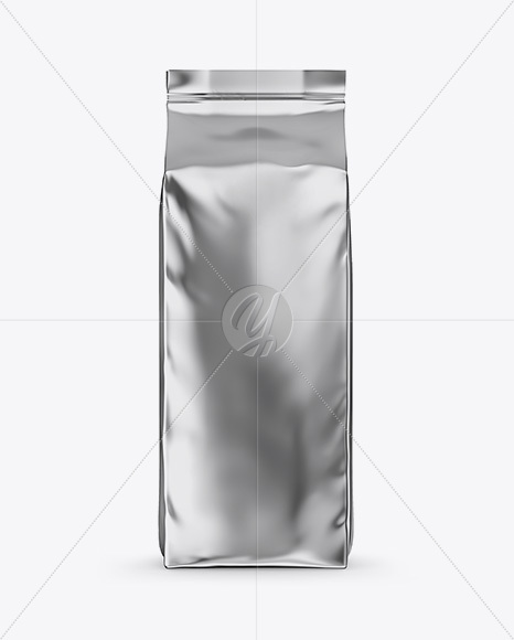 Glossy Metallic Coffee Bag Mockup - Front View