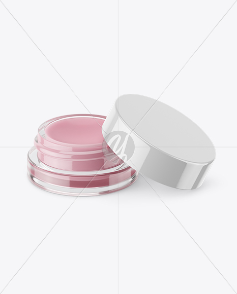 5ml Opened Lip Balm Jar with Glossy Cap Mockup (High-Angle Shot)