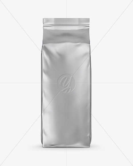 Matte Metallic Coffee Bag Mockup - Front View