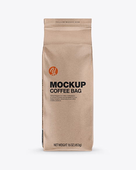 Kraft Coffee Bag Mockup - Front View