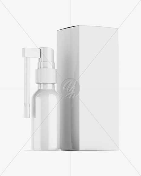 Glossy Spray Bottle W/ Paper Box Mockup