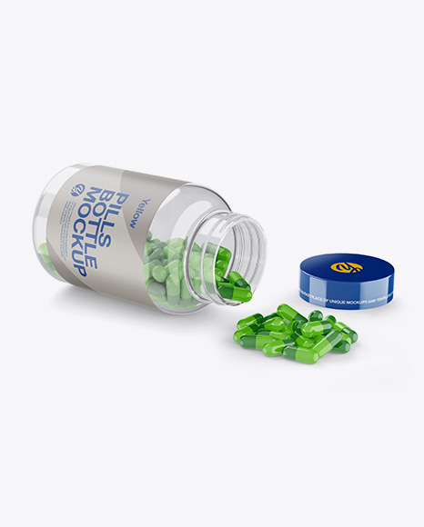 Opened Clear Bottle W Pills Mockup - Opened+Transparent+Bottle+With+Pills+Mockup+Mockup+World+Hq