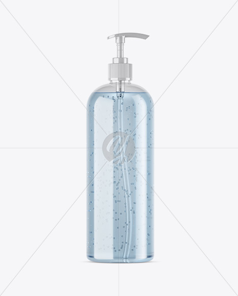 Blue Gel PET Bottle with Pump Mockup Blue Gel PET Bottle with Pump Mockup