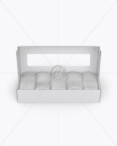 Opened Matte Paper Box With Socks Mockup