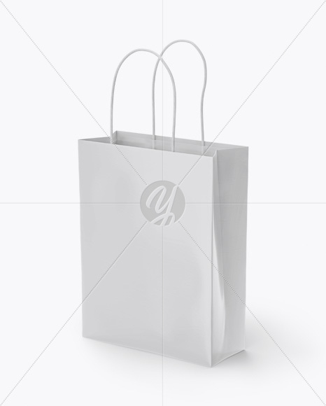 Glossy Paper Bag Mockup - Half Side View