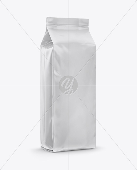 Glossy Coffee Bag Mockup - Half Side View
