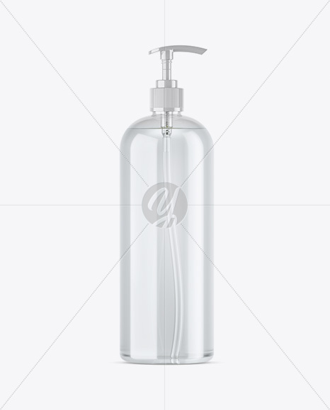 Clear PET Lotion Bottle with Pump Mockup