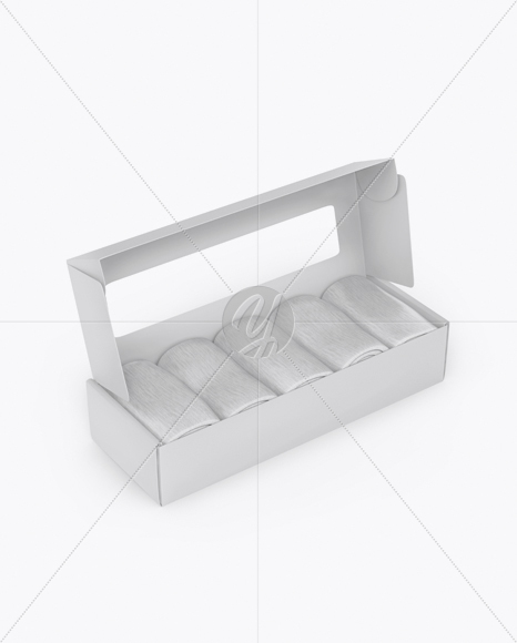 Opened Matte Paper Box With Socks Mockup - Half Side View - Free