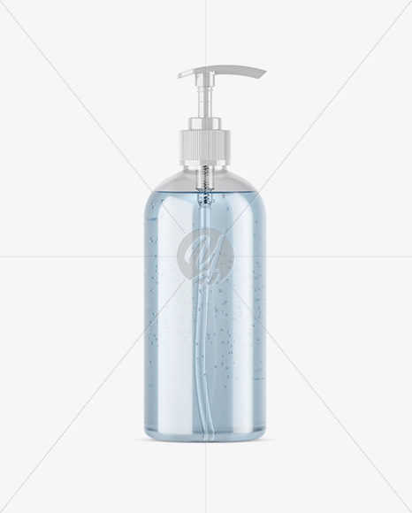 Blue Gel PET Bottle with Pump Mockup Blue Gel PET Bottle with Pump Mockup