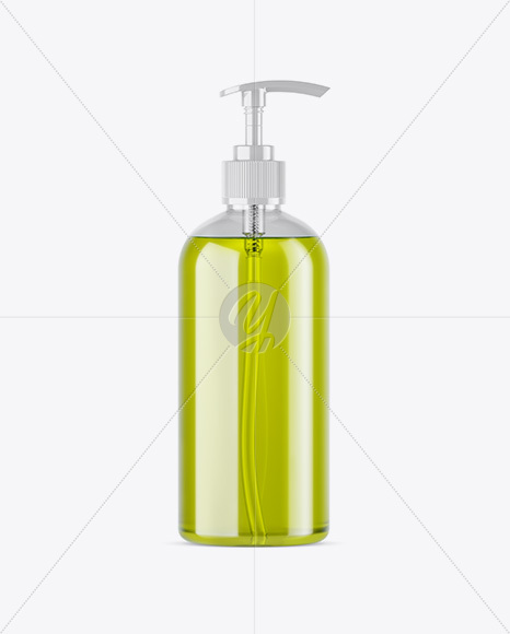 Green Liquid PET Bottle with Pump Mockup Green Liquid PET Bottle with Pump Mockup
